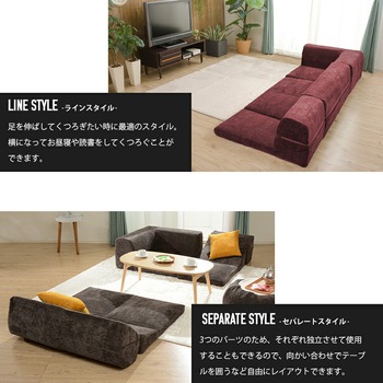 カバーが洗えるフロアソファ3点セット IMONIA セルタン