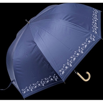 婦人晴雨65cmBJシルク猫ボーダー NV ローズ産業