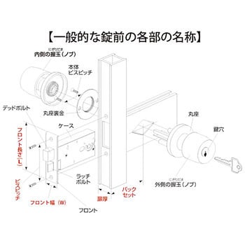 M-66 インテグラル錠 玄関 YKK 1組 美和ロック 【通販サイトMonotaRO】