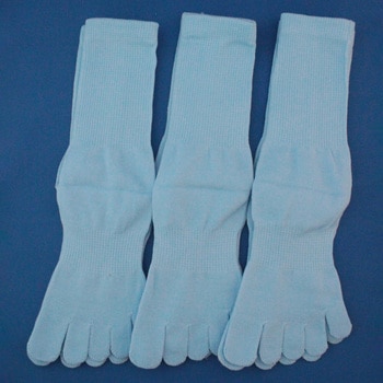 「こだわりの日本製」カカト付5本指靴下3足組サックス - ハヤシ