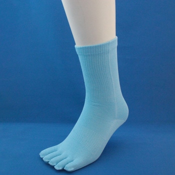 「こだわりの日本製」カカト付5本指靴下3足組サックス - ハヤシ