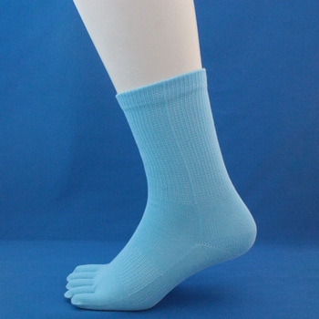 「こだわりの日本製」カカト付5本指靴下3足組サックス - ハヤシ