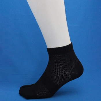 仕事人 ミドル丈オールメッシュソックス 指付靴下3足組黒 ハヤシ