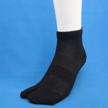 仕事人 ミドル丈オールメッシュソックス 指付靴下3足組黒 ハヤシ