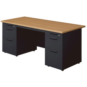 LE-167D-33 T2/BK デスク リード 両袖机(D-3段袖×D-3段袖)(組立サービス付き) プラス[家具] 58851013