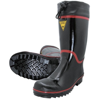 カバー付き鉄芯入り抗菌防臭加工黒赤ラインブーツ 天牛(富士手袋工業)