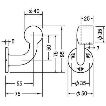 BR-102L A形ブラケットL止(左) 1個 シロクマ 【通販サイトMonotaRO】