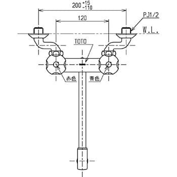2ハンドル混合栓(壁付きタイプ) TOTO ツーハンドル(ツーバルブ) 【通販