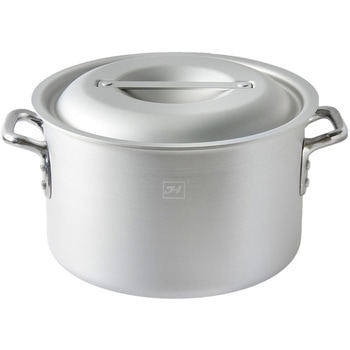 IH対応アルマイト加工アルミ半寸胴鍋(目盛付) 21cm レストランサプライ