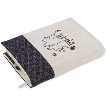 ブックカバー和風刺繍 酔っ払い猫 エムプラン