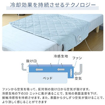 クールマット ファン付き敷パッド 115×90cm 消臭加工機能付き 洗える YAMAZEN(山善)