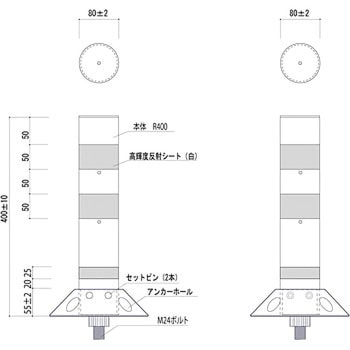 視線誘導標 ラウンドポスト 着脱1本脚タイプ 保安道路企画 ガイド