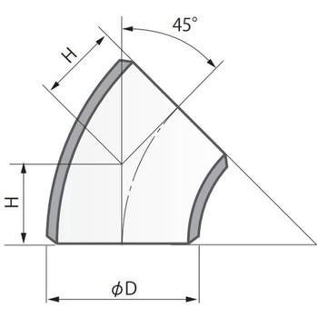 白 PT370 S/40 45° ロングエルボ 淡路マテリア