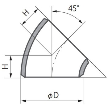 白 PT370 S/40 45° ショートエルボ - 淡路マテリア