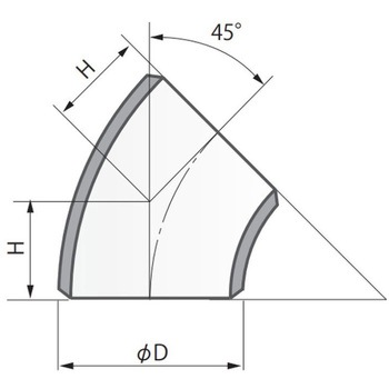 白 PT370 S/80 45° ロングエルボ 淡路マテリア