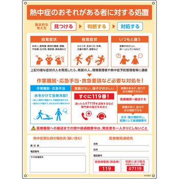 熱中症の疑い時の対応手順標識 日本緑十字社
