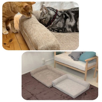 ペットベッド ペットソファ 猫用ベッド 犬用ベッド L字型 京都絞