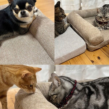 ペットベッド ペットソファ 猫用ベッド 犬用ベッド L字型 京都絞