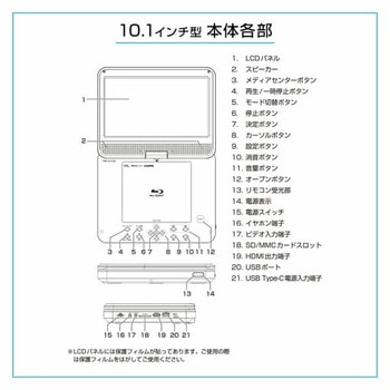 ポータブル ブルーレイプレーヤー 車載用ケース付き YAMAZEN(山善)