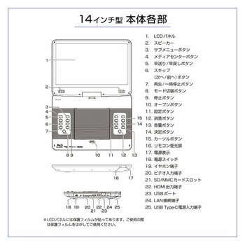 ポータブル ブルーレイプレーヤー 車載用ケース付き YAMAZEN(山善)
