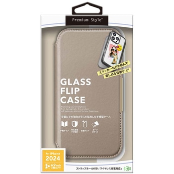 iPhone 16 Pro Max用 ガラスフリップケース [ベージュ] PGA