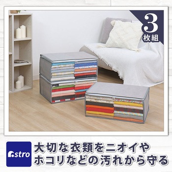 衣類整理袋3枚組(シンプルグレイ) アストロ