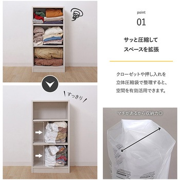 衣類用 立体圧縮袋 ホワイト 2枚組 アストロ
