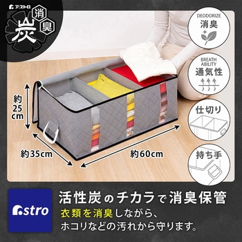活性炭ハンドル付衣類収納ケース(大) アストロ
