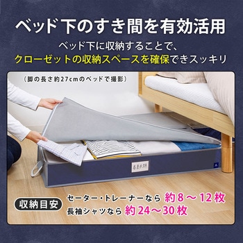 活性炭 グレー×ネイビー ベッド下収納ケース アストロ