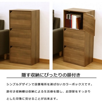 ドア付きカラーボックス3段 AIS (エイ・アイ・エス)