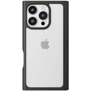 iPhone 16 Pro用 クリアフリップケース [ナイロンメッシュ調/ブラック] PGA