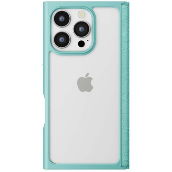 iPhone 16 Pro用 クリアフリップケース [スエード調/ターコイズ] PGA