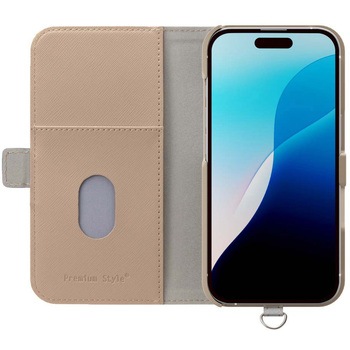 iPhone 16 Pro用 フリップカバー [サフィアーノ調/ベージュ] PGA
