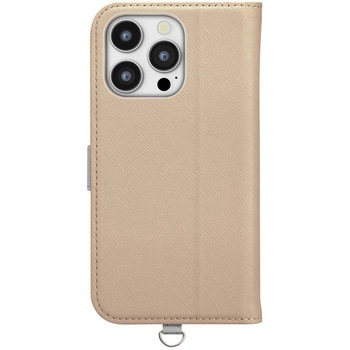 iPhone 16 Pro用 フリップカバー [サフィアーノ調/ベージュ] PGA