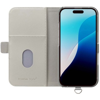 iPhone 16 Pro用 フリップカバー [サフィアーノ調/グレー] PGA