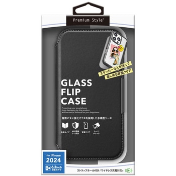 iPhone 16 Pro用 ガラスフリップケース [ブラック] PGA