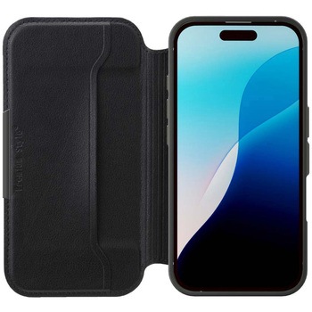 iPhone 16 Pro用 ガラスフリップケース [ナイロンメッシュ調/ブラック] - PGA