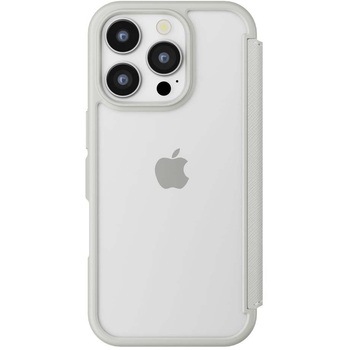 iPhone 16 Pro用 ガラスフリップケース [サフィアーノ調/グレー] PGA