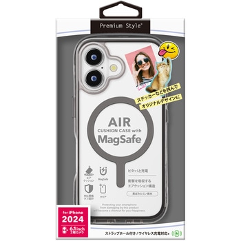 iPhone 16用 MagSafe対応 エアクッションケース [グラファイト] PGA
