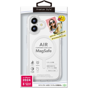 iPhone 16用 MagSafe対応 エアクッションケース [スノー] PGA