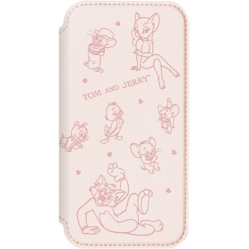 iPhone 16 Pro用 ガラスフリップケース ピンク [トムとジェリー] - PGA