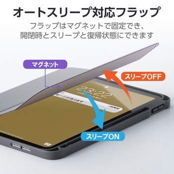 iPadケース 11インチ(A16)/10.9インチ 第10世代 マグネット式フラップ Apple Pencil収納 背面クリア - エレコム