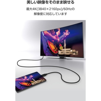 USB-C HDMI 変換ケーブル 2m 柔らかく取り回しやすい 4K/60Hz対応 ミラーリング 映像出力 エレコム