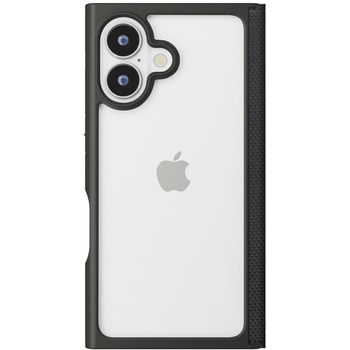 iPhone 16用 クリアフリップケース [ナイロンメッシュ調/ブラック] PGA