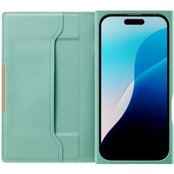 iPhone 16用 クリアフリップケース [スエード調/ターコイズ] PGA