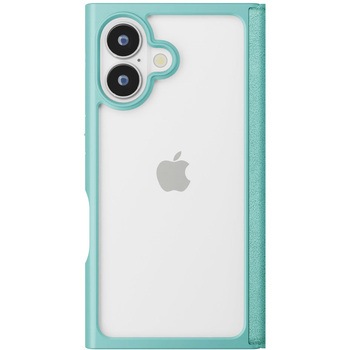 iPhone 16用 クリアフリップケース [スエード調/ターコイズ] PGA