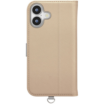 iPhone 16用 フリップカバー [サフィアーノ調/ベージュ] PGA