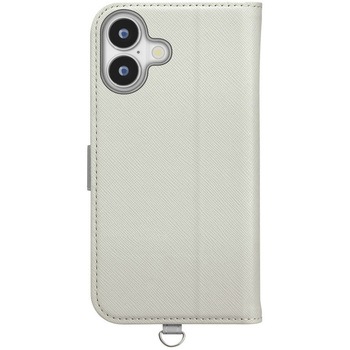 iPhone 16用 フリップカバー [サフィアーノ調/グレー] PGA