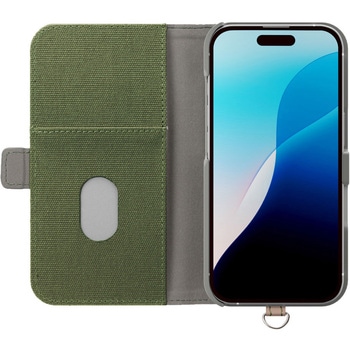 iPhone 16用 フリップカバー [キャンバス/カーキ] - PGA