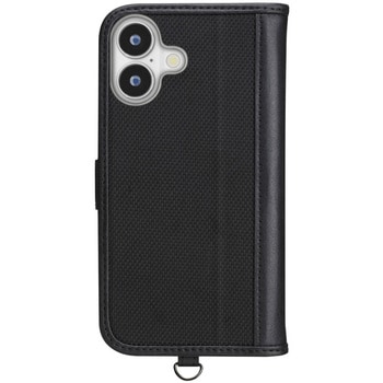 iPhone 16用 フリップカバー [ナイロンメッシュ調/ブラック] PGA